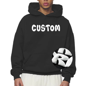 Luxury High Quality Baggy Blank Hoodie No String French Terry 100% Cotton Puff Print Oversized Heavyweight Cropped Hoodie <b>Men</b> - Product Image 1