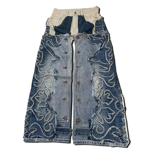 Jeans Rectos Stonewashed para Hombre, Ropa Urbana de Alta Gama Hecha a Medida con Múltiples Bolsillos Tipo Cargo - Product Image 1