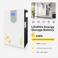 Batería de Almacenamiento de Energía LiFePO4 de 6kWh, Batería Solar Vertical con BMS para Sistemas de Almacenamiento de Energía Doméstica y Sistemas de Energía de Respaldo