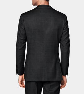 Costume d'affaires sur mesure en gros pour hommes, gris foncé à carreaux, avec blazer et pantalon ajustés, coupe moderne slim - Product Image 2