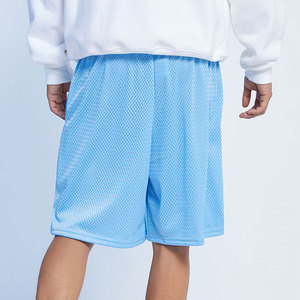Pantalones Cortos de Baloncesto de Malla Azul Claro para Hombre, Número 23, Logotipo de Corona Bordado en la Parte Delantera, Cintura Elástica, Casuales, 100% Poliéster, Resistentes al Viento - Product Image 4