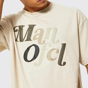 เสื้อยืดพิมพ์ลายพัฟสำหรับผู้ชายเสื้อยืดโอเวอร์ไซส์แบบเรียบๆเสื้อยืดผ้าฝ้ายกราฟิกออกแบบโลโก้ได้ตามต้องการ - Product Image 3