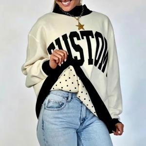 Sudadera Oversize de Cuello Alto para Mujer 2 en 1, Reversible, Transpirable, de Felpa Larga con Lentejuelas, de Algodón y Forro Polar, para Invierno/Otoño, Estilo Urbano - Product Image 5