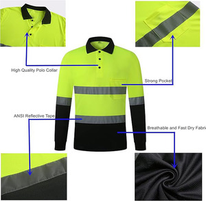 Chemises polo de sécurité réfléchissantes d'été, vêtements de travail de nuit, travaux routiers, chemises polo de sécurité haute visibilité noires - Product Image 4