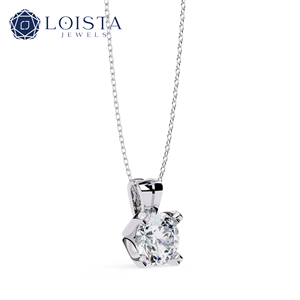 Collier pendentif solitaire en argent sterling 925 avec diamant de laboratoire taille brillant rond, certifié IGI, pour femme - Product Image 2