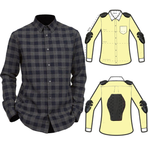 Camisa de franela a cuadros de manga larga para hombre con acolchado protector para motociclismo, 100% algodón transpirable - Product Image 1