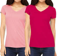 Camiseta de algodón premium para mujer, corte ajustado, cuello en V, suave, transpirable, manga corta, lisa, básica, de verano, a la moda. - Product Image 2