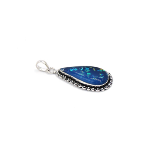 Pendentif en opale poire en gros, serti en laiton, fait main, bijou en opale bleue, pendentif cabochon, pendentif statement - Product Image 2