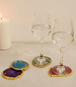 Luxury Rose Quartz <b>Coaster</b> Set with Gold Edge by Living And Craft – Trendy Crystal Home Decor Gift for Modern decor - Product Image 5