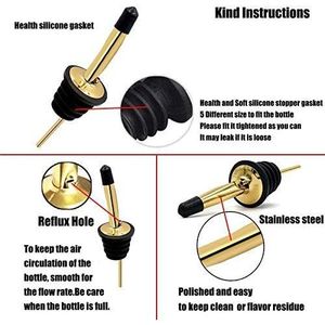 Lot de 24 becs verseurs en acier inoxydable doré pour bouteilles d'alcool et bouchons de vin avec capuchons anti-poussière - Product Image 3