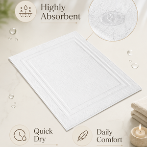 Alfombra de Baño de Algodón Blanco de la Colección Premium Hotel, 775 GSM, 20 x 30 Pulgadas, Alfombra de Baño Absorbente de Lujo, Proveedor de Exportación - Product Image 3