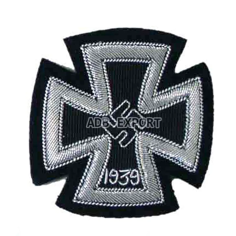 WW2 เยอรมันเครื่องแบบผ้าเหล็ก Cross มือทําปัก Patch ป้ายสัญลักษณ์โดย ADB ส่งออกผู้ผลิต/การเพาะพันธุ์/Repro