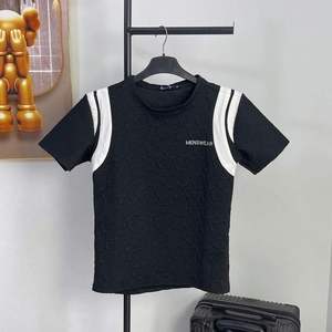 Camiseta Formal de Hombre con Cuello Redondo, Tejido de Espuma Teñido con Hilo, Secado Rápido, Transpirable, 160gsm, Mangas con Contraste de Color - Product Image 4