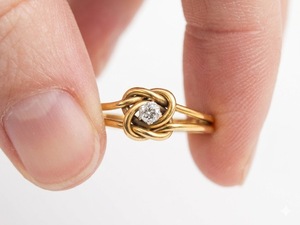 Bague de Fiançailles et de Promesse Antique en Or Massif 18K Style Victorien avec Diamant de Laboratoire, Nœud d'Amoureux Français, Cadeau Romantique Antique - Product Image 3