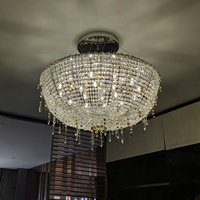 Lustre en cristal français décoratif de luxe, lampe de plafond moderne simple pour salon et chambre à coucher