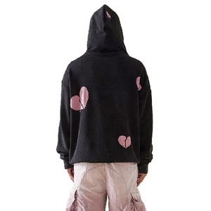 Sudadera con Capucha de Estilo Urbano con Estampado de Corazón Roto, Hombros Caídos, Ropa de Invierno, Sudadera Y2K Extra Grande, 100% Algodón, Hip Hop, Unisex - Product Image 4