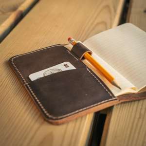 Couverture de carnet de luxe en cuir véritable faite à la main, étui pour journal, rechargeable, protection anti-odeur pour le bureau, NBC-0035 - Product Image 3