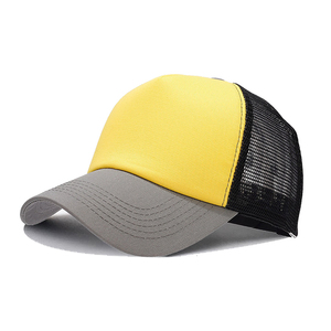 Gorra de béisbol trucker de algodón con malla, visera curva de 5/6 paneles, logotipo personalizado, ajustable, con bloques de color y patchwork, al por mayor - Product Image 2