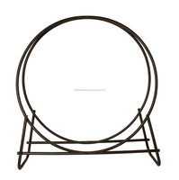 Support rond de bâtons de feu en métal, finition noire, taille personnalisée avec pieds, porte-carburant pour combustion du bois