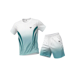 Ensemble de t-shirt de tennis pour homme en tricot d'été avec imprimé graphique 3D, manches courtes, col rond, jersey et short à taille élastique, tenue de sport - Product Image 1