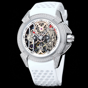 Exquisite and Elegant Business Luxury Diamond-encrusted Bezel Casual <b>Skeletonized</b> Tourbillon <b>Automatic</b> Mechanical Men's <b>Watch</b> - Product Image 5