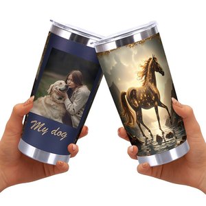 20oz Stainless Steel Tumbler Custom Printed Horse Design <b>Insulated</b> Travel <b>Mug</b> For Outdoor Use - Product Image 2