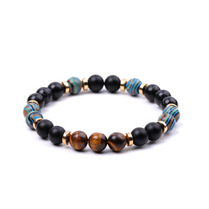 Bracelet en pierres naturelles multicolores, élastique, bijoux de poignet unisexe, style bohème - Product Image 5
