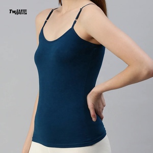 2025 Women's Sexy Sleeveless Custom Strap Gym Fitness Crop Tops Solid Knitted Weaving Method Seamless Camisoles 100% <b>Bamboo</b> - Product Image 3