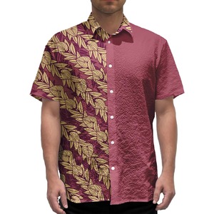 Camiseta de Verano para Hombre, Personalizada, con Diseño Tribal Polinesio Samoano, Estampado Floral, Cuello en V, Manga Corta, Cierre de Botón, Tejida - Product Image 4