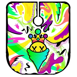 Capa de Peluquería con Diseño de Corona y Helado, Patrón Abstracto Colorido, Textil Resistente al Agua - Product Image 2