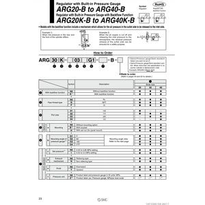 SMC นิวเมติกส์แบบแยกส่วนชนิดควบคุมความดัน ARG20-01G2H-B - Product Image 2
