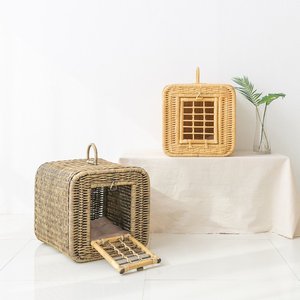 Handmade Best Selling Rattan Pet Carrier Pet Cages <b>Wicker</b> Animal Carrying <b>Bags</b> - Product Image 5