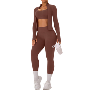 Servicio OEM, Conjunto de Yoga de 3 Piezas con Logotipo Personalizado, Conjunto de Yoga Premium de Talla Grande para Mujer, Conjunto de Yoga de Secado Rápido - Product Image 3