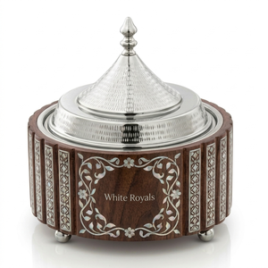 Olla de madera para Ramadan con incrustaciones de nácar, calentador de alimentos aislado de acero inoxidable de primera calidad para Majlis y catering - Product Image 1