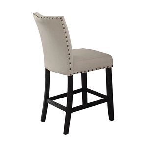 Sillas de comedor beige de altura media con adornos de clavos, juego de 2 - Product Image 2