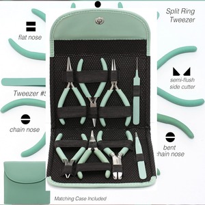 8PCS Fashion Color Jewelry <b>Pliers</b> <b>Set</b> – Slimline Color-Coordinated Jewelry Making Tools with Aqua Storage Clutch - Product Image 5