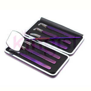 Best Selling Stainless Steel Eyelash Tweezers Set with Curved and Straight Tip Lash Extension Beauty Tweezers Paper Coating - Product Image 4