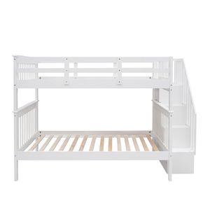 Letto a castello matrimoniale bianco con contenitore e sponda di protezione per camera da letto, dormitorio e residenze universitarie - Product Image 4