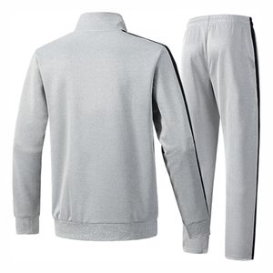 Men's <b>Black</b> Tracksuit Set Stand Collar Zip Jacket <b>And</b> Pants With <b>White</b> Side <b>Stripes</b> - Product Image 4