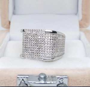 Men's Engagement & Wedding <b>Ring</b> 925 Sterling <b>Silver</b> Hip Hop Style Cluster <b>Ring</b> Rhodium Plated Party Gift Unique <b>Statement</b> Design - Product Image 2