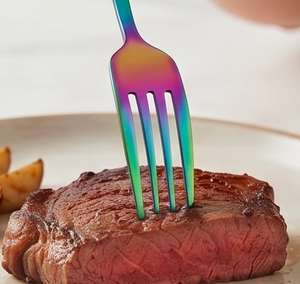 Ensemble de couverts en acier inoxydable plaqué arc-en-ciel avec finition miroir haute brillance, design moderne pour les fêtes et la cuisine - Product Image 5