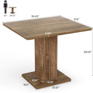 Table de salle à manger moderne de style farmhouse pour 2 à 4 personnes avec base cannelée, petite table de cuisine, 35,4" x 31,5" - Product Image 2