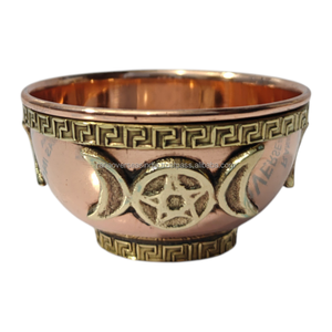 Quemador de Incienso Triple Luna Pentáculo de Cobre Puro Ecológico Hecho a Mano para Varillas de Palo Santo Indio de Primavera - Product Image 6