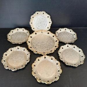 Retro Metal Drink Coaster Decorative Glass <b>Mat</b> Casted Silver Tone Cup Pad Table Decor Restaurant Hotel Supplies Tabletop Coaster - Product Image 1