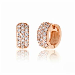 Pendientes de Aro Huggie de 3 Filas de Oro Sólido de 14K con Diamante Cultivado en Laboratorio de 0.76 Ct, Joyería Fina Minimalista y Elegante para Uso Diario, Regalo para Mujer - Product Image 6