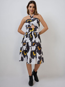 Robe midi élégante en mousseline de soie à imprimé floral pour les fêtes en jardin et les sorties estivales décontractées pour femme - Vente en gros - Product Image 4