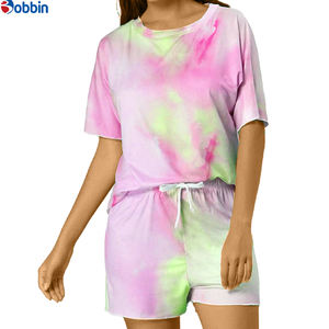 High Quality Drop Shoulder Oversized Tie Dye <b>T</b> <b>Shirt</b> <b>Shorts</b> <b>Set</b> Unisex Custom Logo <b>Women's</b> Streetwear 2 Pcs Workout <b>Set</b> - Product Image 2