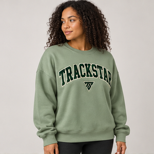 <b>Women's</b> Muted <b>Green</b> Outlined Varsity Letter Crewneck Sweatshirt Long Sleeve Drop Shoulder Custom Logo - Product Image 4