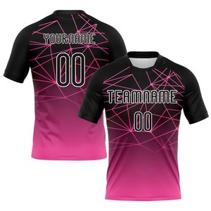 Kits de volley-ball de qualité professionnelle avec design dynamique rose et noir à col en V, prix de gros abordable - Product Image 2