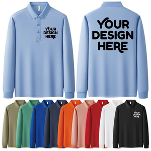 Polo de Punto Personalizado para Hombre, Manga Larga, Color Azul Claro, Corte Regular, Transpirable, de Algodón - Product Image 4